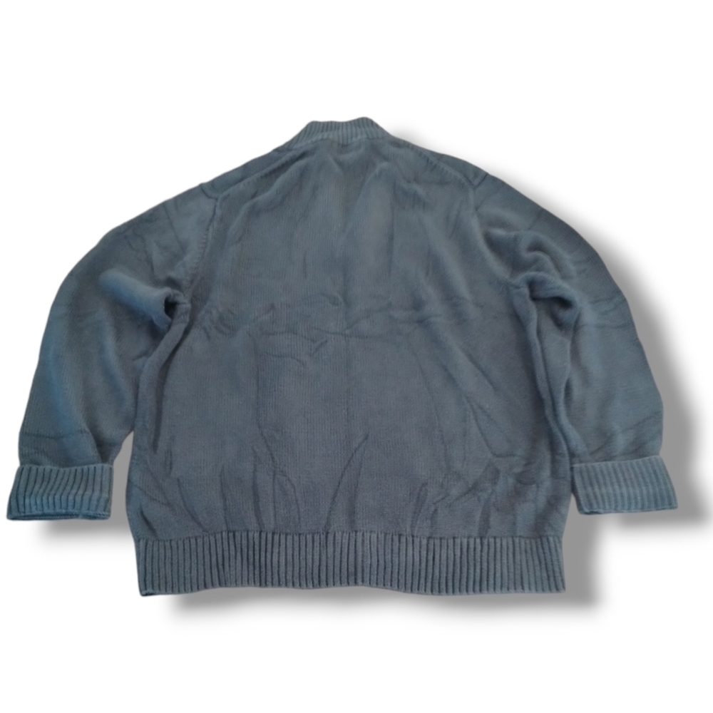 L.L.Bean Heritage 1/4 Zip Cotton Mock Neck Sweater Gray Large Men's - Picture 3 of 6